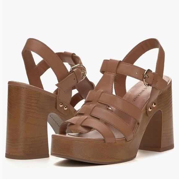 NWT Lucky Brand tan Imana platform strappy sandals, 8.5 - Picture 1 of 11